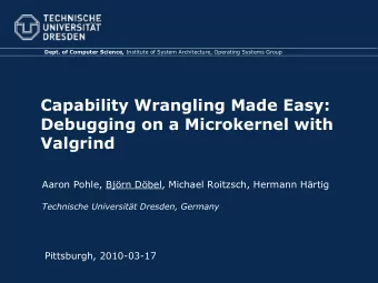 Capability Wrangling Made Easy:  Debugging on a Microkernel with  Valgrind  Aaron Pohle, Bjrn