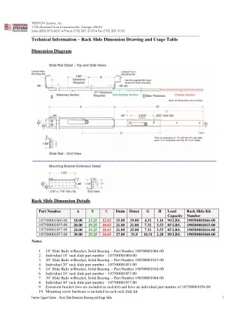 Technical Information  Rack Slide Dimension Drawing and Usage Table  Dimension Diagram  Rack