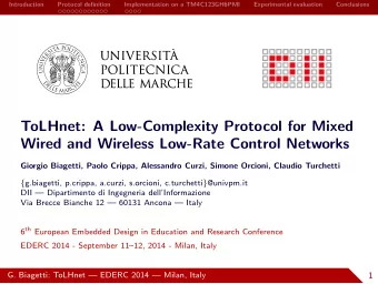 ToLHnet: A Low-Complexity Protocol for Mixed  Wired and Wireless Low-Rate Control Networks  Giorgio