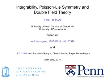 Integrability, Poisson-Lie Symmetry and  Double Field Theory  Falk Hassler  University of North