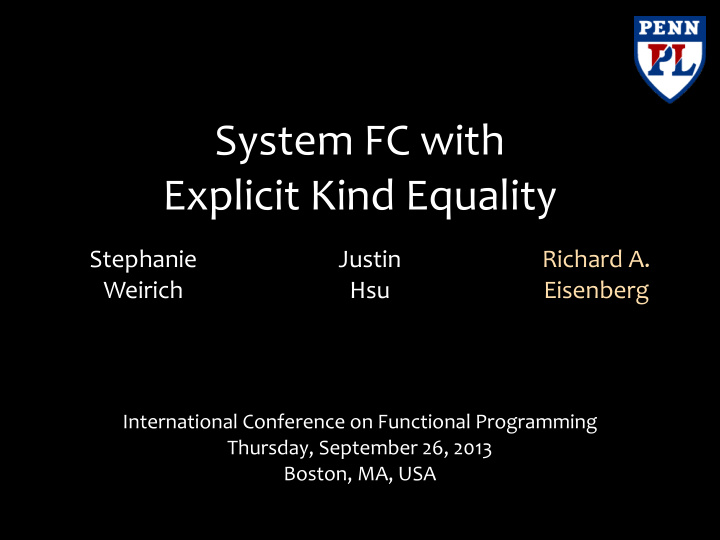 system fc with explicit kind equality