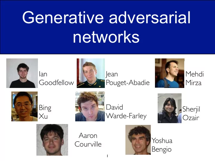 generative adversarial networks