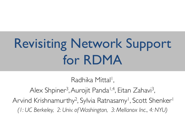 revisiting network support for rdma