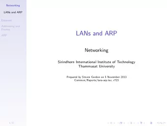 LANs and ARP  ARP  Networking  Sirindhorn International Institute of Technology  Thammasat