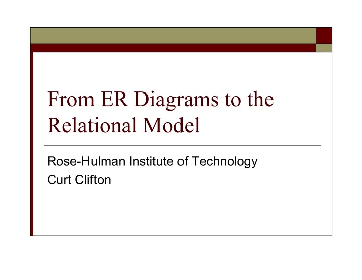 from er diagrams to the relational model