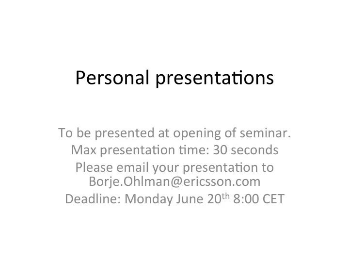 personal presenta ons