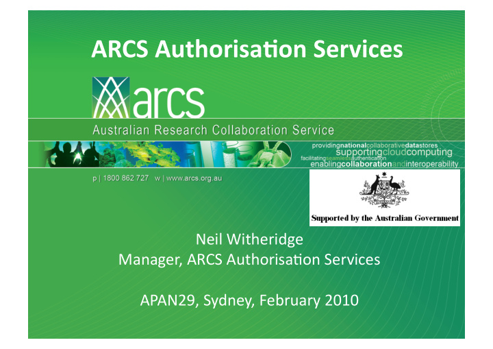 arcs authorisa on services