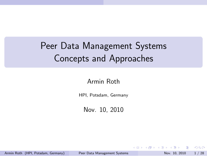peer data management systems concepts and approaches