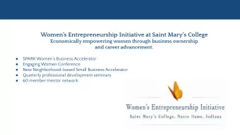 Womens Entrepreneurship Initiative at Saint Marys College  Economically empowering women