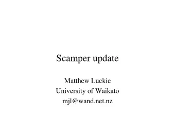 Scamper update  Matthew Luckie  University of Waikato  mjl@wand.net.nz  Recent work on scamper