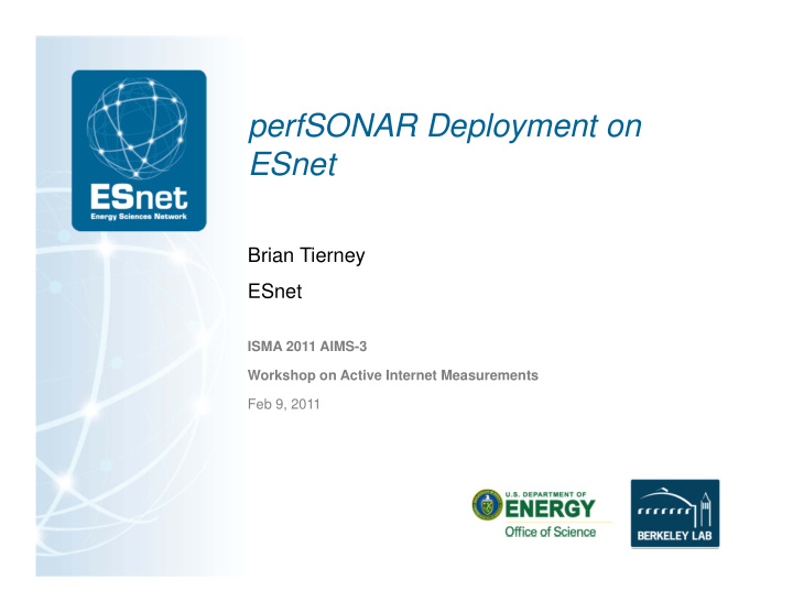 perfsonar deployment on esnet