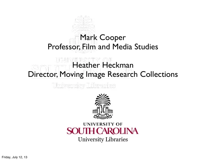 mark cooper professor film and media studies heather
