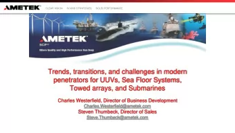 Towed arrays, and Submarines  Charles Westerfield, Director of Business Development