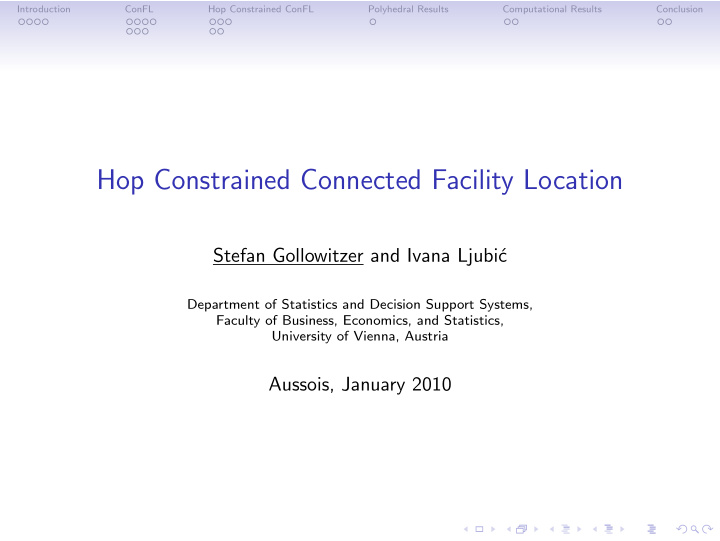 hop constrained connected facility location