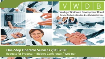 One-Stop Operator Services 2019-2020  - Request for Proposal  Bidders Conference / Webinar  1