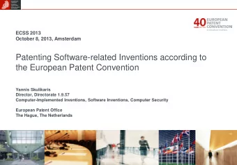 Patenting Software-related Inventions according to  the European Patent Convention  Yannis