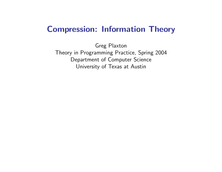compression information theory
