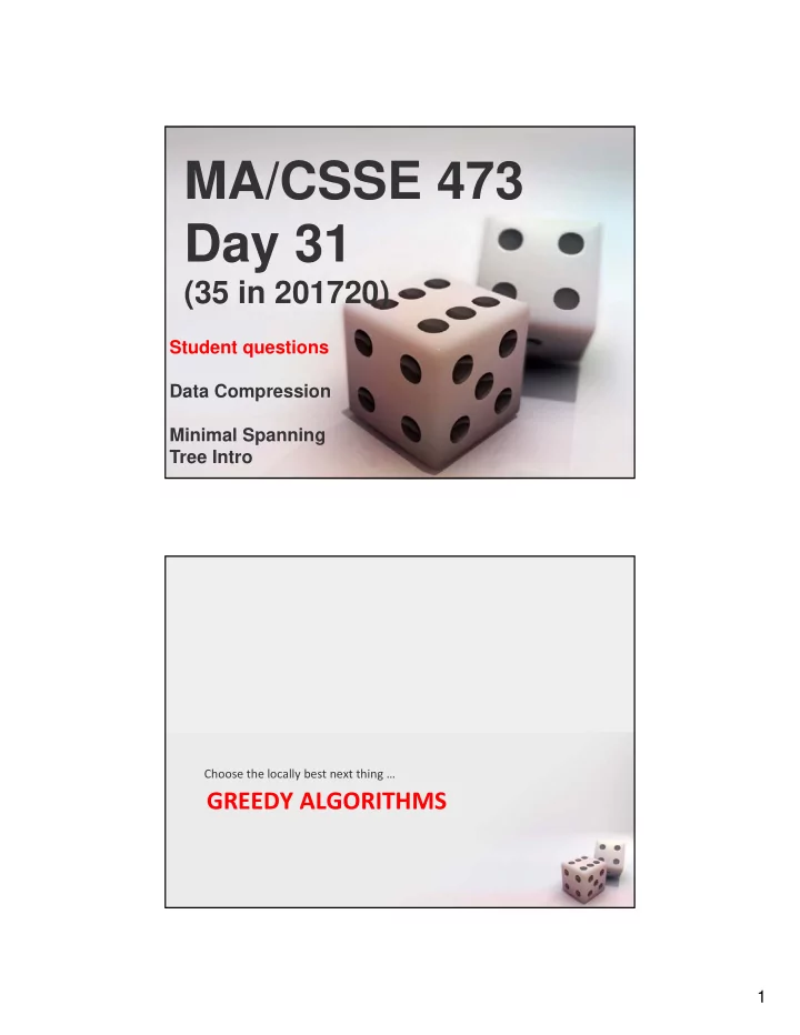 ma csse 473 day 31