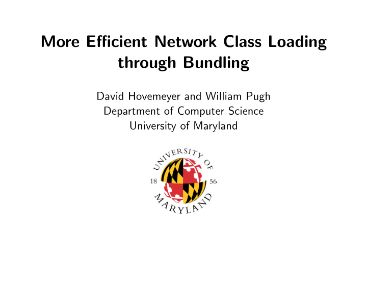 more efficient network class loading through bundling