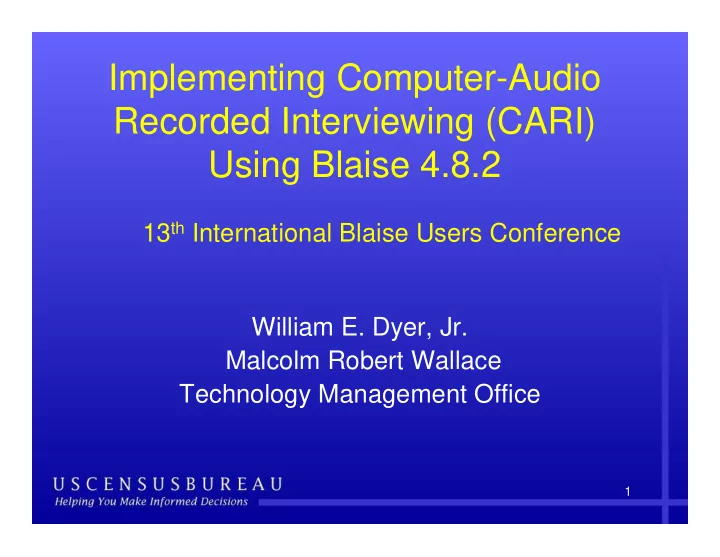 implementing computer audio recorded interviewing cari