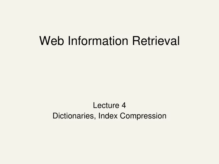 web information retrieval