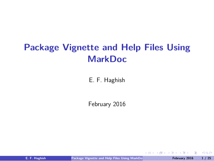 package vignette and help files using markdoc