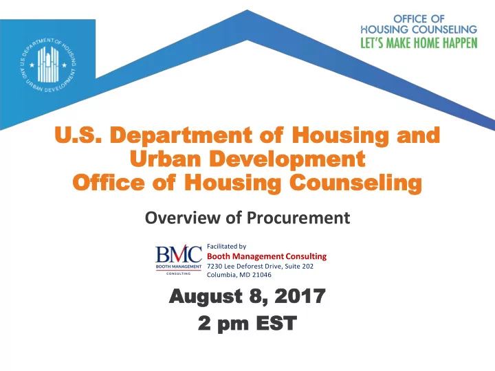 of office fice of of hou housing sing couns counseling