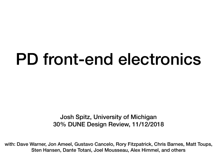 pd front end electronics