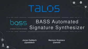 Signature Synthesizer  Jonas Zaddach  Mariano Graziano  @jzaddach  @emd3l  INTRODUCTION  Mariano