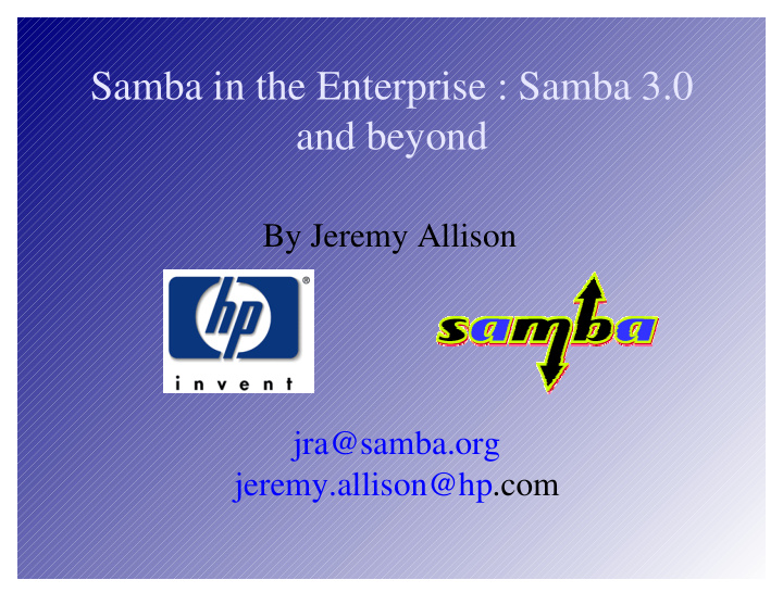 samba in the enterprise samba 3 0 and beyond