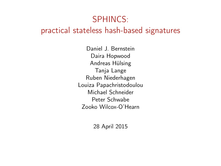 sphincs practical stateless hash based signatures