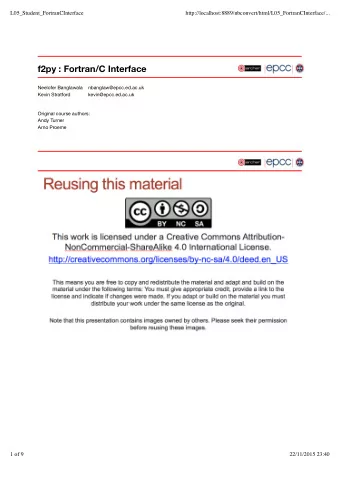 f2py : Fortran/C Interface  Neelofer Banglawala    nbanglaw@epcc.ed.ac.uk  Kevin Stratford