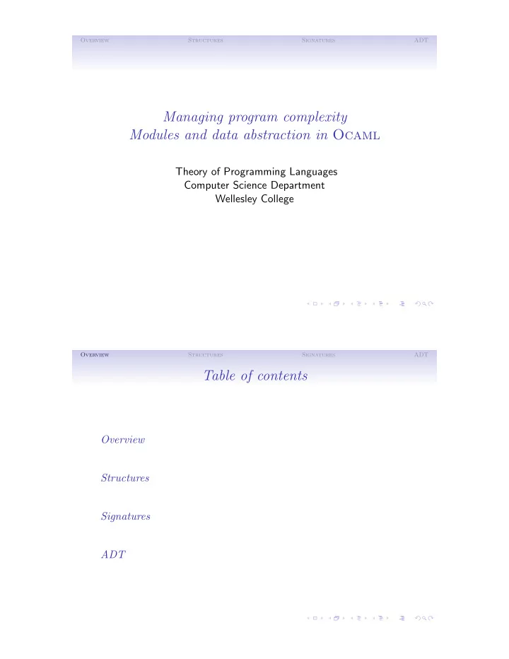 managing program complexity modules and data abstraction