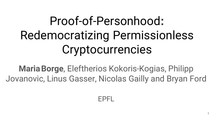 proof of personhood redemocratizing permissionless
