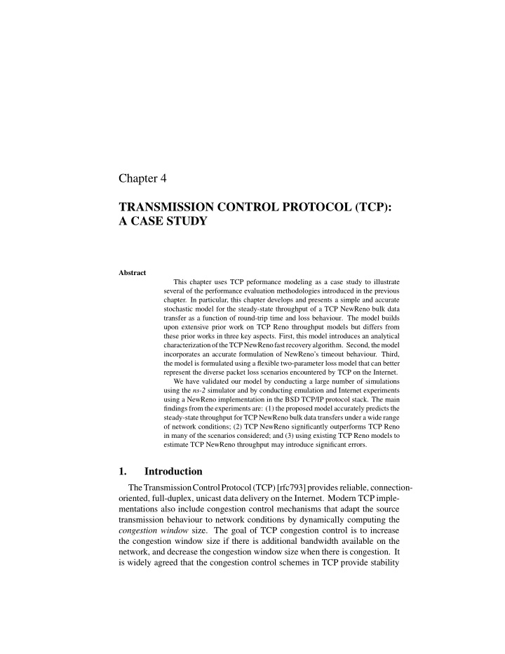 chapter 4 transmission control protocol tcp a case study