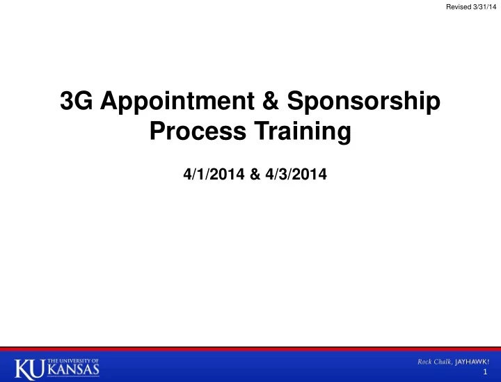 3g appointment sponsorship process training
