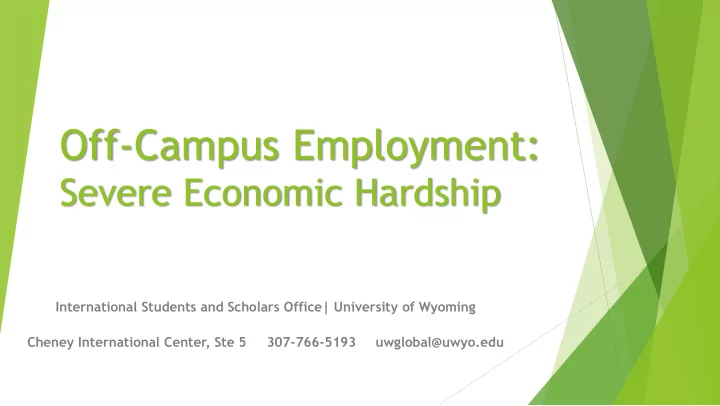 off campus employment