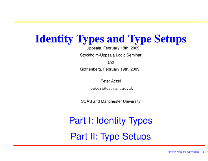 identity types and type setups