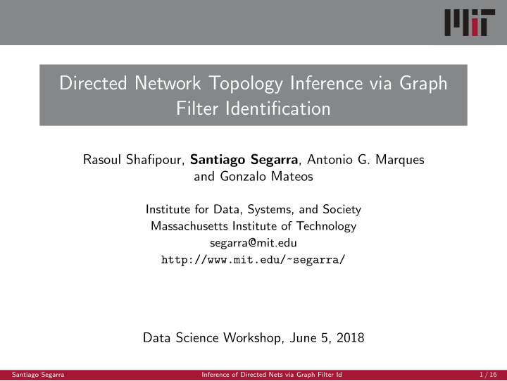 directed network topology inference via graph filter