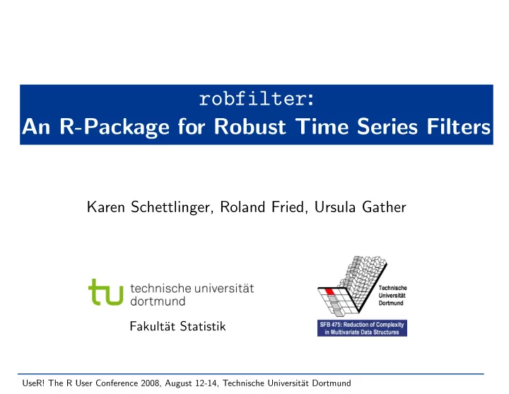 robfilter an r package for robust time series filters