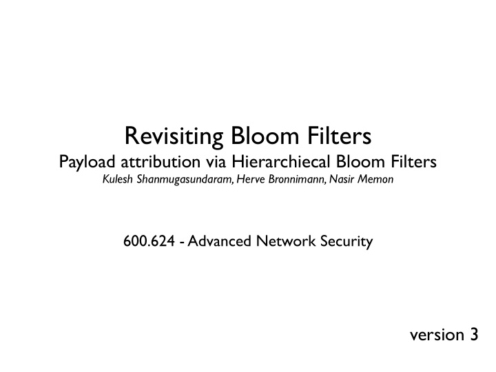 revisiting bloom filters