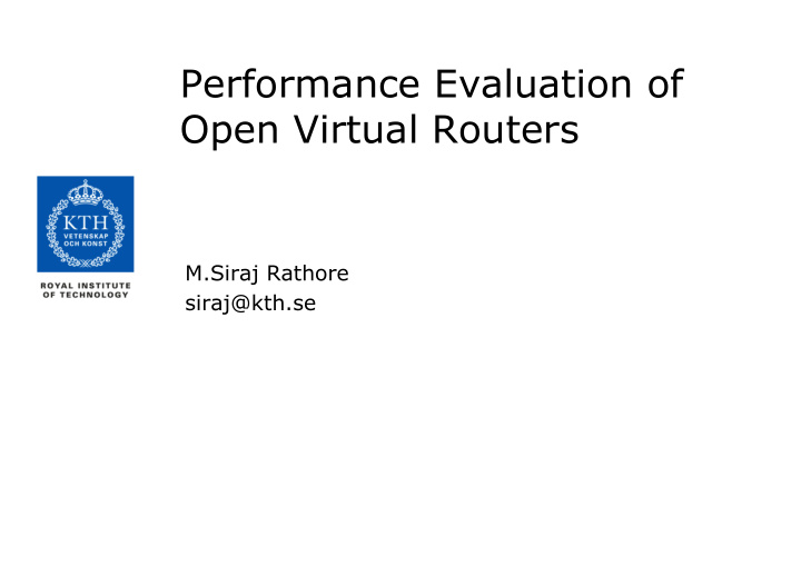 performance evaluation of open virtual routers