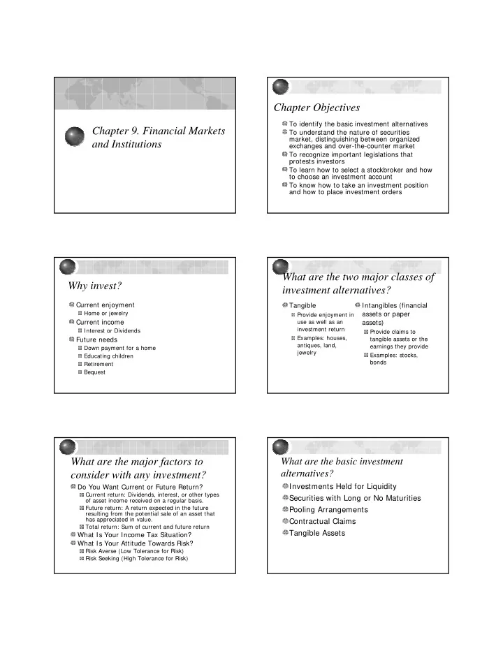 chapter objectives