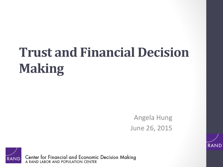 trust and financial decision making