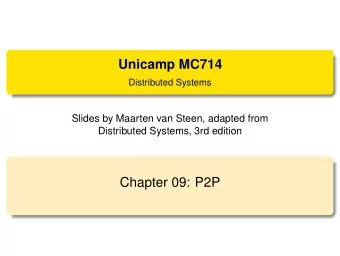 Unicamp MC714  Distributed Systems  Slides by Maarten van Steen, adapted from  Distributed Systems,