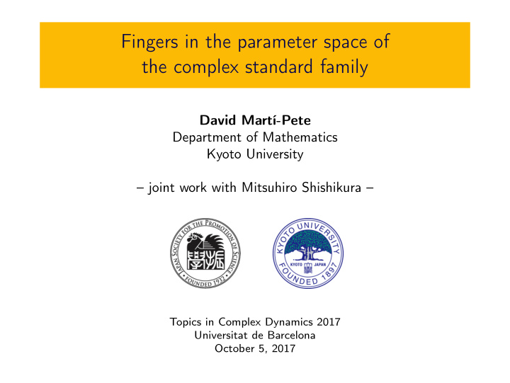 fingers in the parameter space of the complex standard