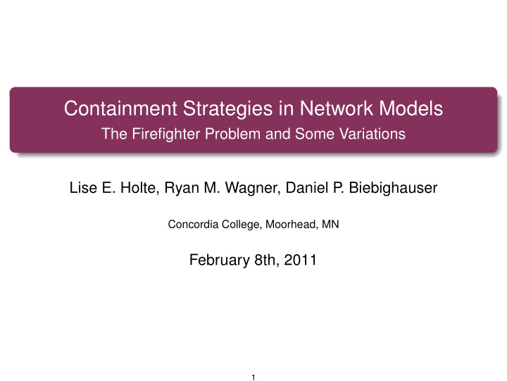 containment strategies in network models