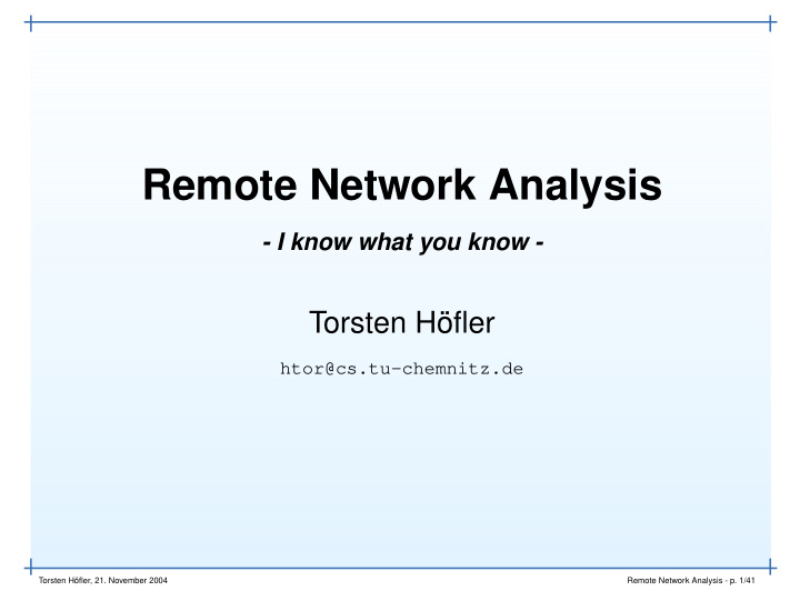 remote network analysis