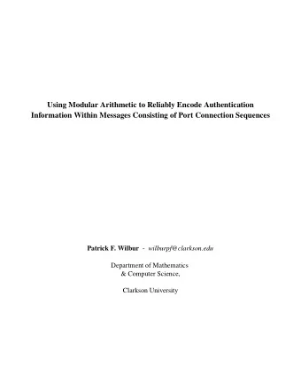 Using Modular Arithmetic to Reliably Encode Authentication  Information Within Messages Consisting