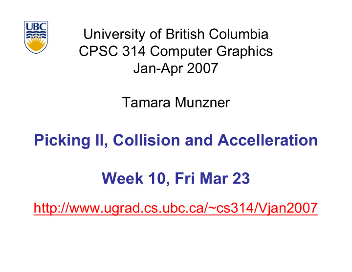 picking ii collision and accelleration week 10 fri mar 23